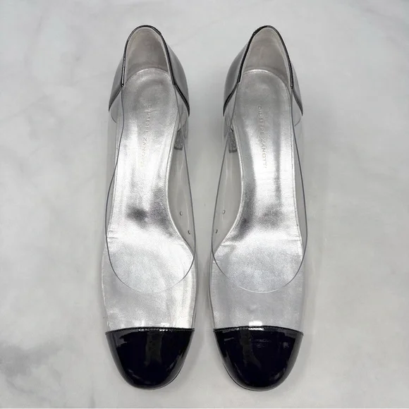 Giuseppe Zanotti Vitrum Clear Rhinestone Embellished Block Heel Pump Flats 40